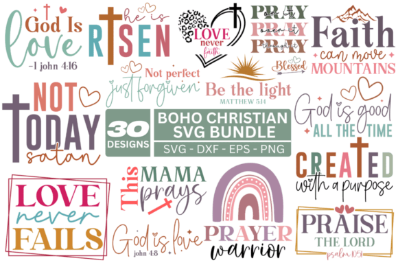 Boho Elegant Christian SVG Bundle: Graphics & T-Shirt Designs