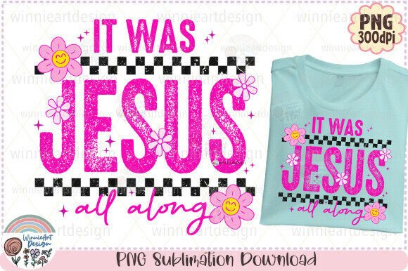 Christian Jesus Quote Retro Pink Checker Graphics