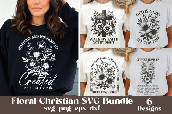 Christian SVG Bundle: Floral Bible Verse Graphics for T-Shirt Designs