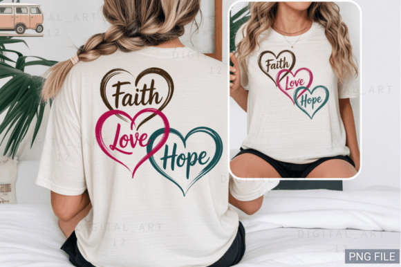 Faith Love Hope Christian Heart PNG: Graphics for T-Shirt Designs
