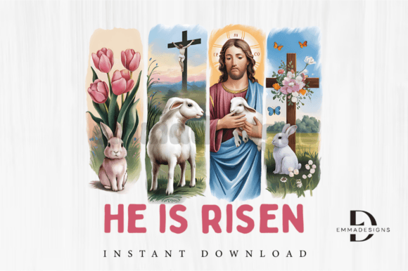 He is Risen PNG: Christian Easter Graphics for T-Shirt Designs