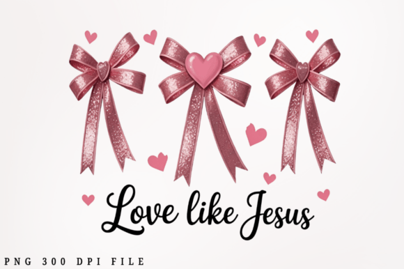 Love Like Jesus PNG: Coquette Bow Graphics for T-Shirt Designs