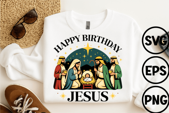Nativity Scene Baby Jesus Christmas Graphics for T-Shirt Designs